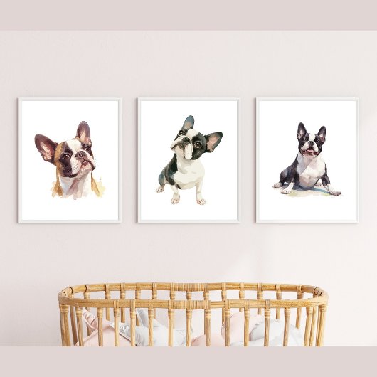 Kinder Dog Wall Art, Boston Terrier Poster Muurkunst Sets