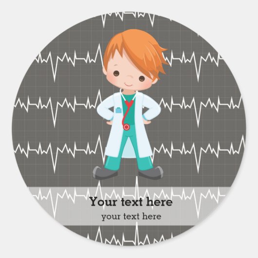 Kinder dokter ronde sticker (Voorkant)
