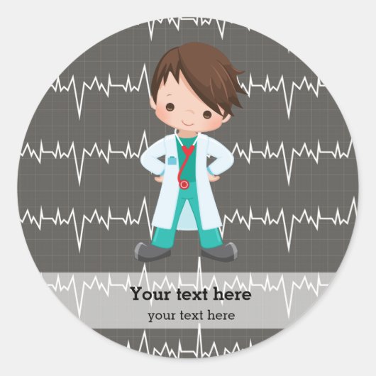 Kinder dokter ronde sticker (Voorkant)