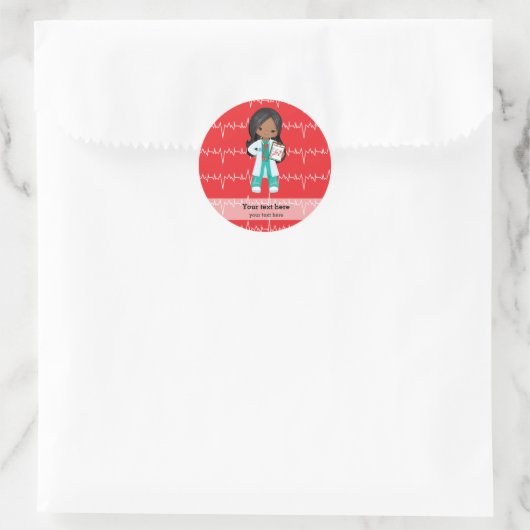 Kinder dokter ronde sticker (Tas)