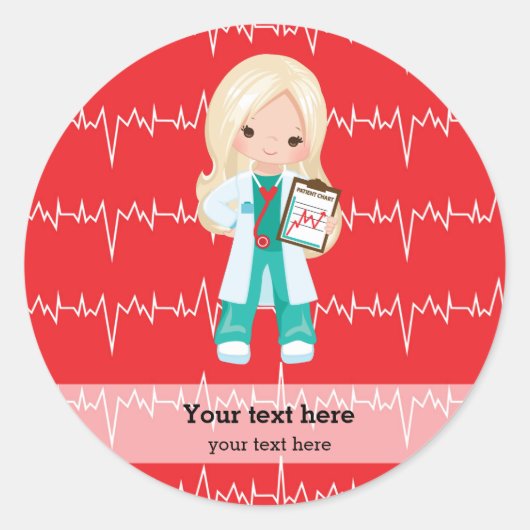 Kinder dokter ronde sticker (Voorkant)