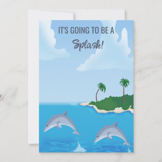 Kinder Dolfijn Strand Verjaardagsfeestje Kaart (Voorkant)