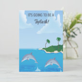 Kinder Dolfijn Strand Verjaardagsfeestje Kaart (Staand voorkant)