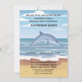 Kinder Dolfijn Strand Verjaardagsfeestje Kaart (Achterkant)