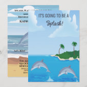 Kinder Dolfijn Strand Verjaardagsfeestje Kaart (Voorkant / Achterkant)