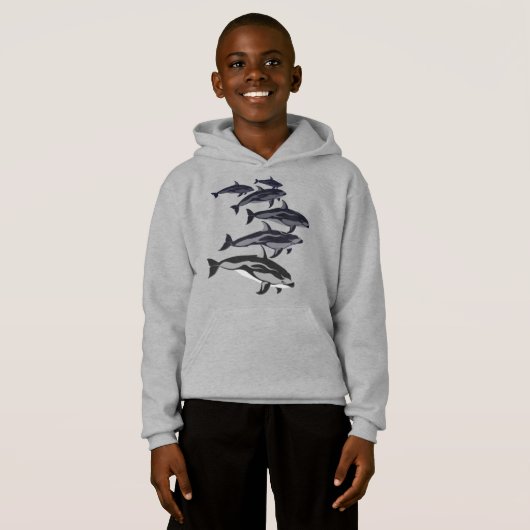 Kinder Dolphin Hoodie White Sided Dolphin Sweatshi (Voorkant volledig)