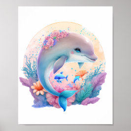 Kinder Dolphin Wall Art Poster