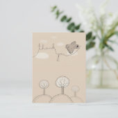 Kinder Doodle Bird Trees Hills Bedankt Briefkaart (Staand voorkant)