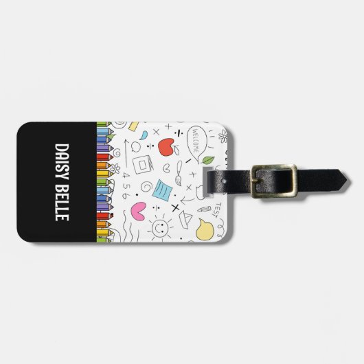 Kinder Doodle Tekening Bagagelabel (Voorkant horizontaal)