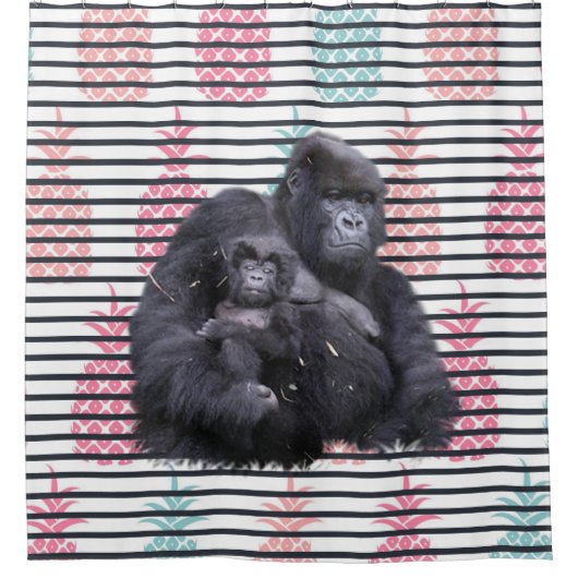 Kinder douchegordijn ananas gorilla (Voorkant)