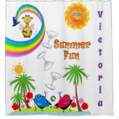 Kinder douchegordijn regenboog zon Giraffe (Voorkant)