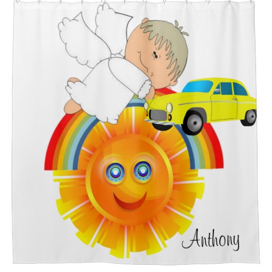 Kinder douwer gordijn Angel Car Rainbow Sun (Voorkant)