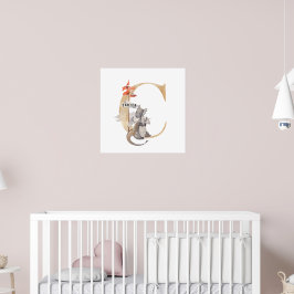 Kinder Dragon Custom Naam Monogram C Kwekerij Kame Poster