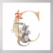 Kinder Dragon Custom Naam Monogram C Kwekerij Kame Poster (Voorkant)