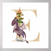 Kinder Dragon Custom Naam Monogram E Kwekerij Kame Poster (Voorkant)