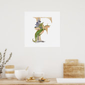 Kinder Dragon Custom Naam Monogram F Kwekerij Kame Poster (Keuken)