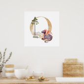 Kinder Dragon Custom Naam Monogram Q Nursery Room Poster (Keuken)