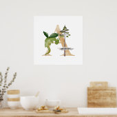 Kinder Dragon Custom Name Monogram Een Kwekerij Ka Poster (Keuken)