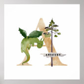 Kinder Dragon Custom Name Monogram Een Kwekerij Ka Poster (Voorkant)