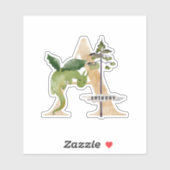 Kinder Dragon Custom Name Monogram Een Vinyl Stick Sticker (Vel)
