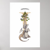 Kinder Dragon Custom Name Monogram I Nursery Room Poster (Voorkant)