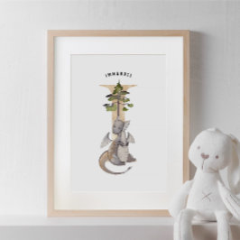 Kinder Dragon Custom Name Monogram I Nursery Room Poster