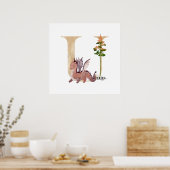 Kinder Dragon Custom Name Monogram U Nursery Room Poster (Keuken)