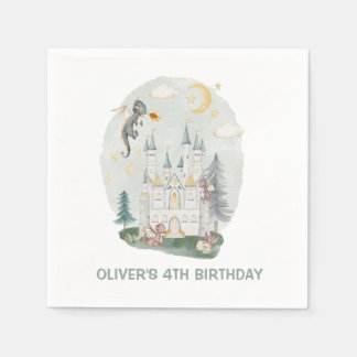 Kinder drakenkasteel magische verjaardag servet