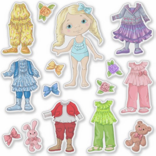 Kinder Dress-A-Blonde-Doll-Sticker Sticker (Voorkant)