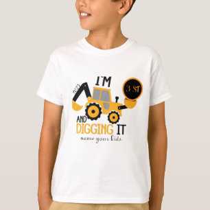 Kinder Drie 3jaar 3e Verjaardag Bouwjongen 3 jaar T-shirt