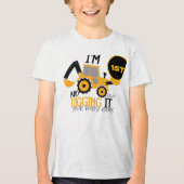 Kinder Drie 3jr 3e Verjaardag Bouwjongen 1 jaar Tri-Blend Shirt (Voorkant)