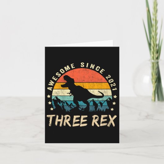 Kinder drie dagen 3e verjaardag Dinosaur 3 jaar Kaart (Voorkant)