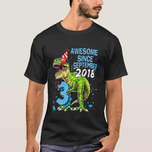 Kinder drie dagen 3e verjaardag Dinosaur 3 jaar T-shirt (Voorkant)