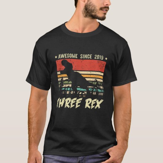 Kinder drie dagen 3e verjaardag Dinosaur 3 jaar T-shirt (Voorkant)