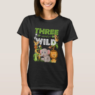 Kinder Drie Oosters Wilde 3e verjaardag Zoo Safari T-shirt