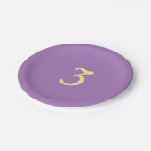 Kinder Drie Paarse Geel Papieren Bordje (Gekanteld)