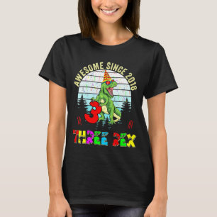 Kinder Drie Rex 3e Verjaardag Dinosaurus 3 Yrs Oud T-shirt