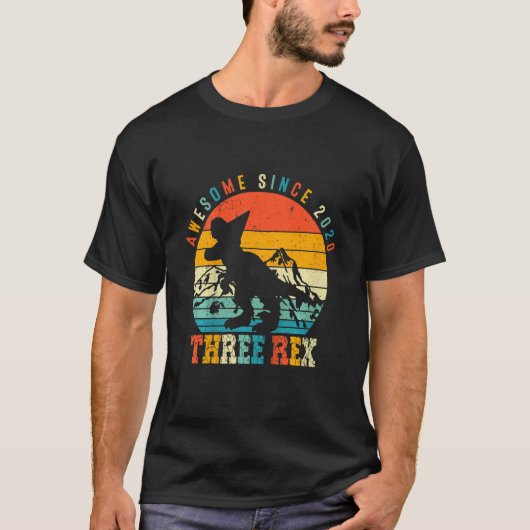 Kinder Drie Rex 3rd Birthday Boy Dinosaur Awe T-shirt (Voorkant)