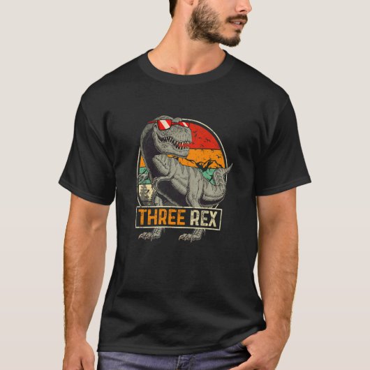 Kinder Drie Rex 3rd Birthday Boy Toolder Dinosaur T-shirt (Voorkant)