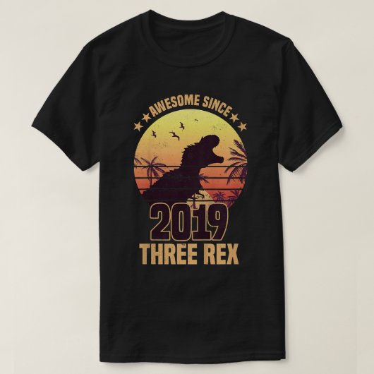 Kinder Drie Rex 3rd verjaardag Dinosaur 3 jaar oud T-shirt (Design voorkant)