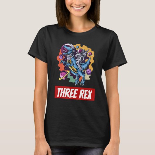 Kinder drie Rex Birthday Dinosaur 3 jaar T-shirt (Voorkant)