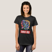 Kinder drie Rex Birthday Dinosaur 3 jaar T-shirt (Voorkant volledig)