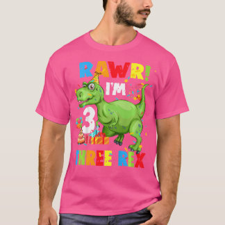 Kinder Drie Rex Birthday Party Outfit Dinosaur 3 j T-shirt