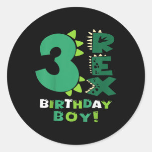 Kinder Drie Rex Verjaardag Jongen 3e Verjaardag Di Ronde Sticker