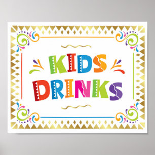 KINDER DRINKEN Ondertekening Fiesta-partij afdrukk Poster