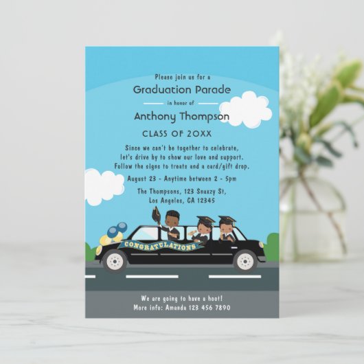 Kinder drive by graduation Party foto Kaart (Staand voorkant)