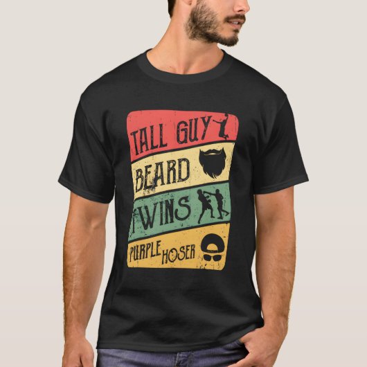 Kinder Dude Tall Guy Beard Twins Paarse Hoser voor T-shirt (Voorkant)