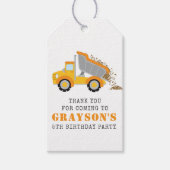 Kinder Dump Truck Constructie Thema Dank u Cadeaulabel (Voorkant)