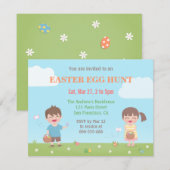 Kinder Easter Egg Hunt Uitnodigingen (Voorkant / Achterkant)