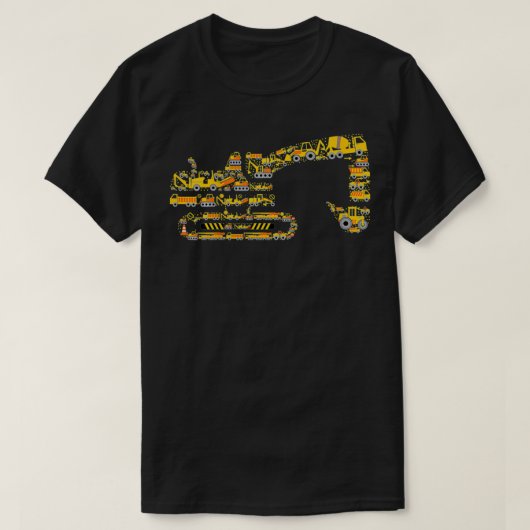 Kinder Ecavator Construction Trucks T-shirt (Design voorkant)